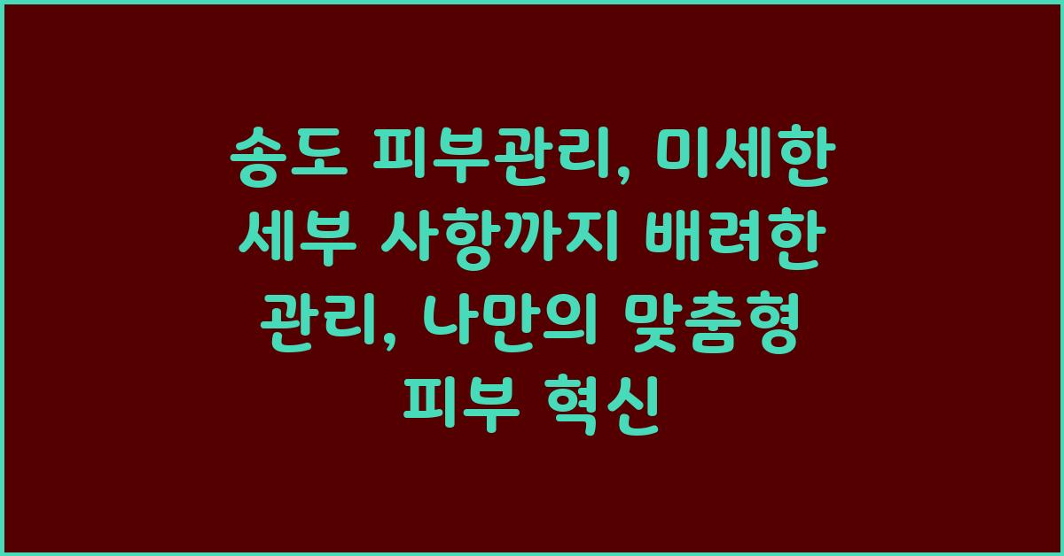 송도 피부관리: 미세한 세부 사항까지 배려한 관리