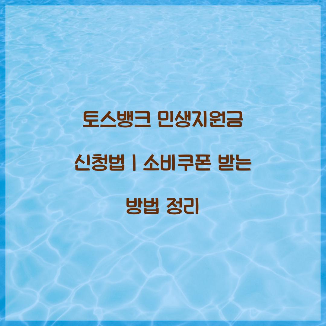 토스뱅크 민생지원금