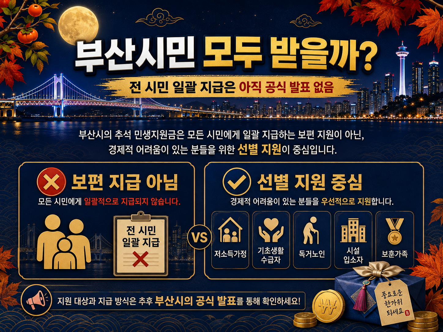 부산 추석 민생지원금 2026 받을 수 있나