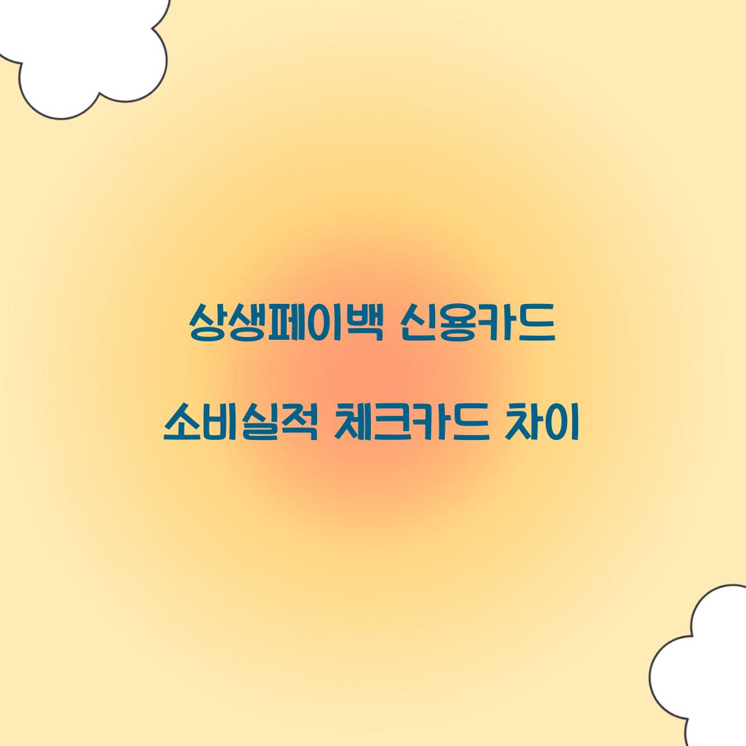 상생페이백 신용카드 소비실적 체크카드 차이