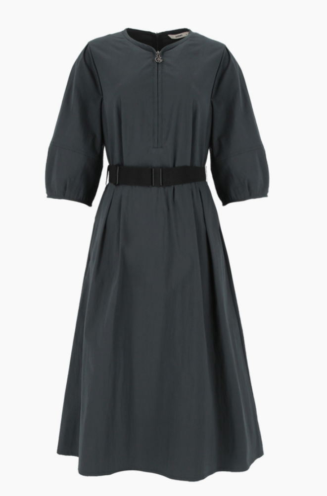 여성 반집업 벨티드 원피스