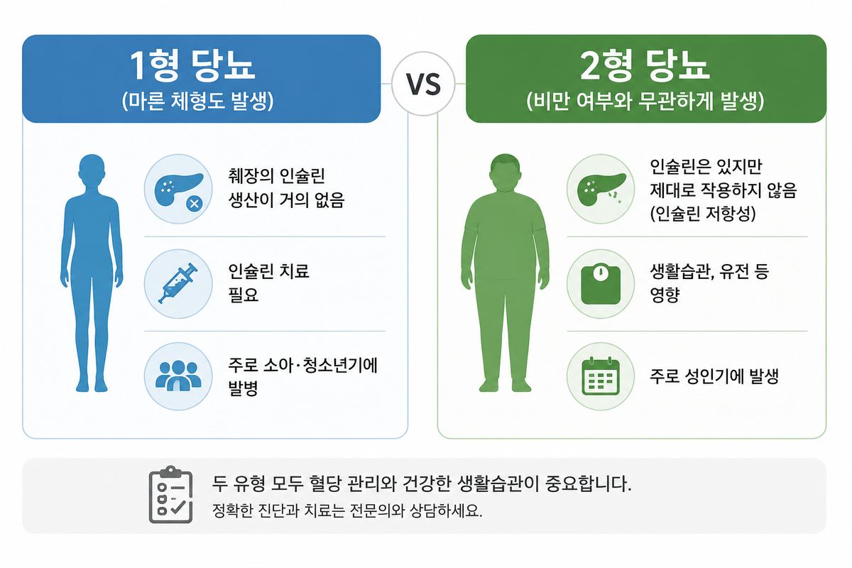 제1형 당뇨병, 제2형 당뇨병