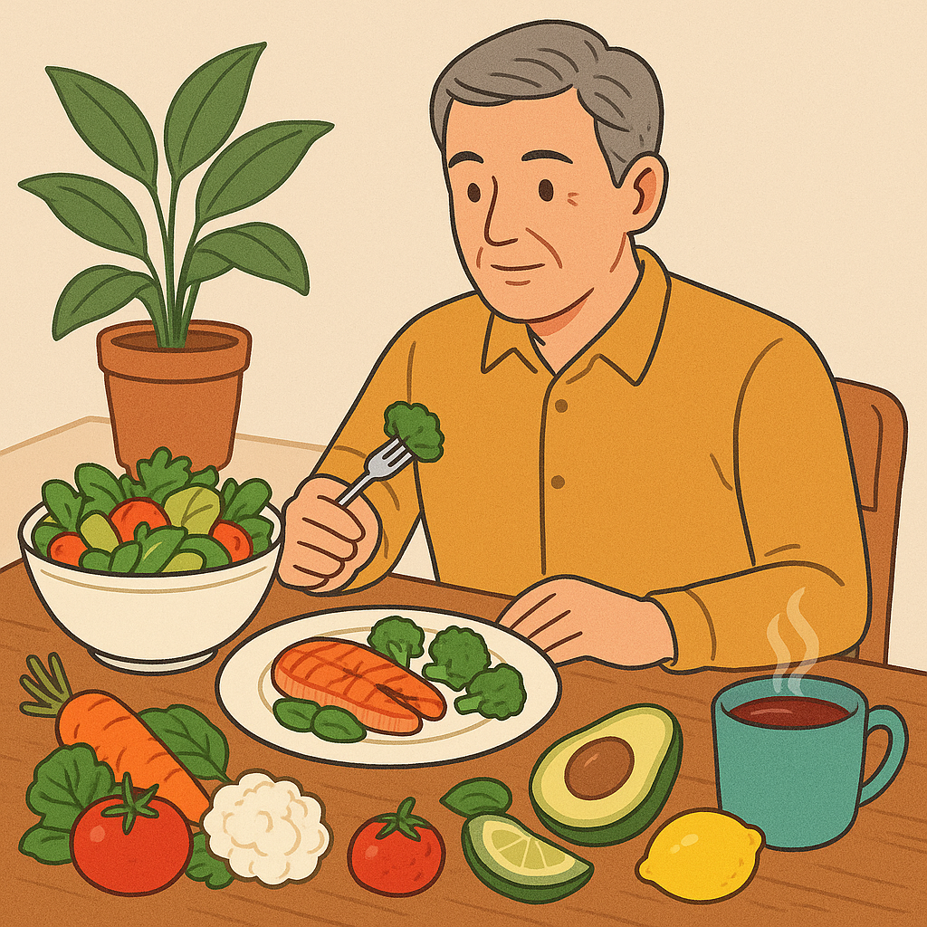 부정맥 건강식 먹는 남성