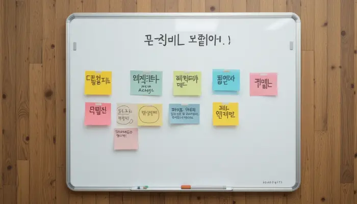 ‘지금 시작하기’가 적힌 화이트보드형 계획표