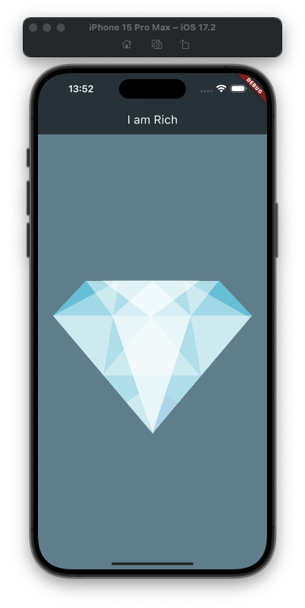 iOS 버전으로 I Am Rich가 구동중인 모습이다.