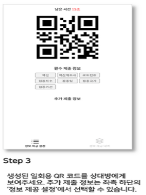 백신패스 일회용 QR코드 화면을 캡쳐한 그림