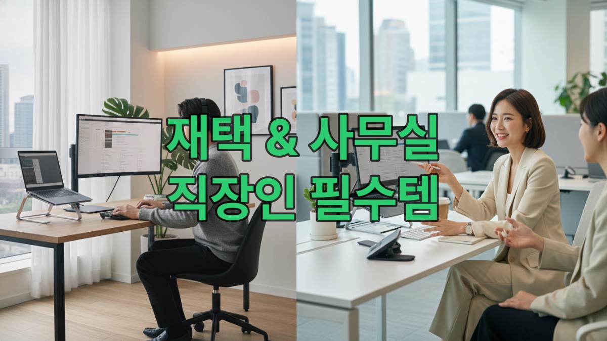 최신 트렌드의 한국인 2030 직장인 남녀가 재택과 사무실을 오가며 스마트 기기로 효율적으로 일하는 모습