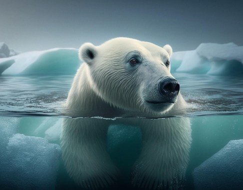 북극 빙하 감소의 생태계 영향 관련 북극곰 이미지
