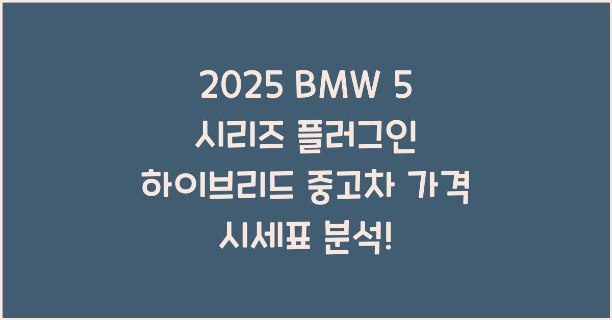 2025 BMW 5 시리즈 플러그인 하이브리드 중고차 가격 시세표
