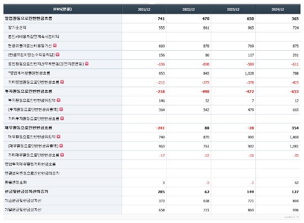 덴티움 현금흐름 이미지