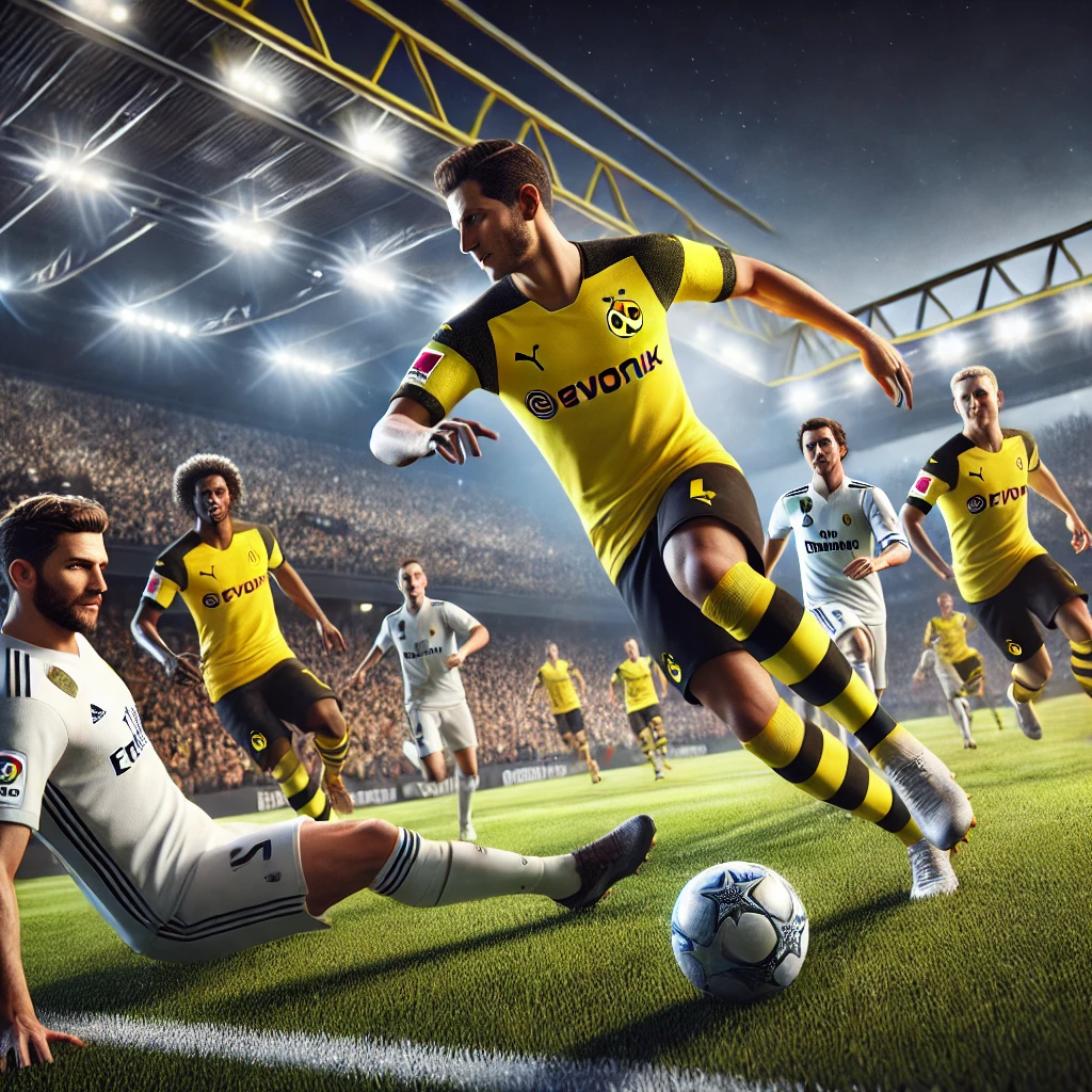 도르트문트 축구 선수들이 축구하는 장면