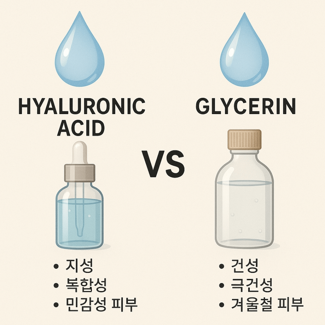 히알루론산 vs 글리세린 (보습력, 사용감, 추천피부)