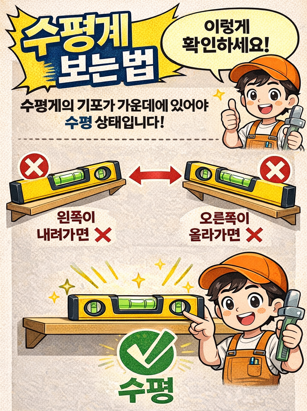 수평계 보는법