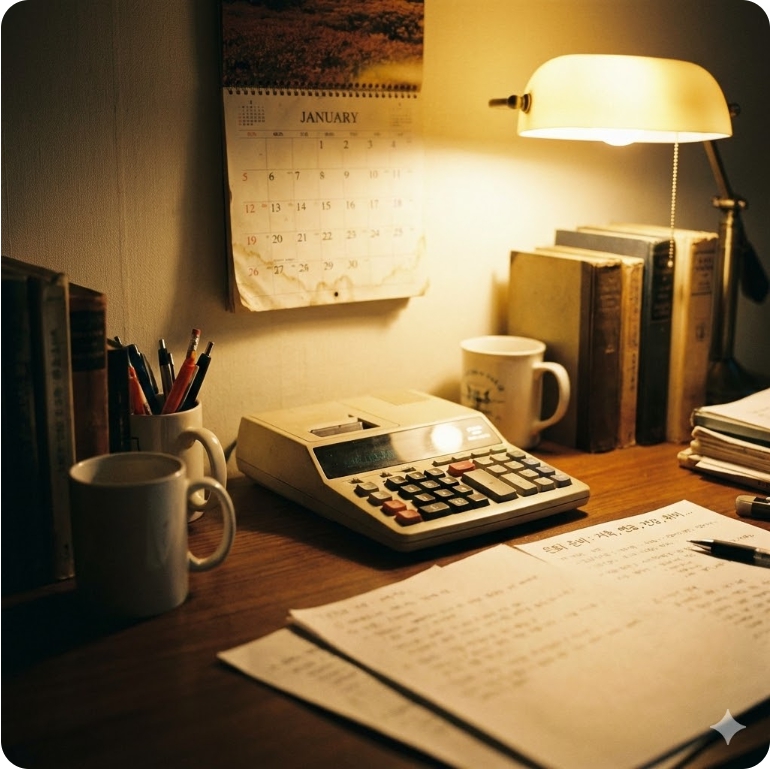 은퇴 시점과 연금 수령 시기를 계산하는 장면