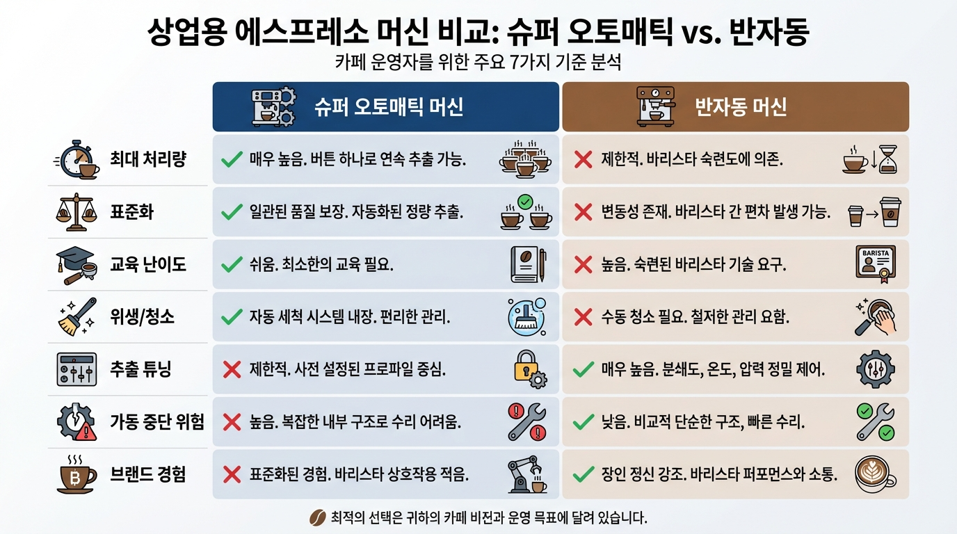 상업용 에스프레소 머신 비교