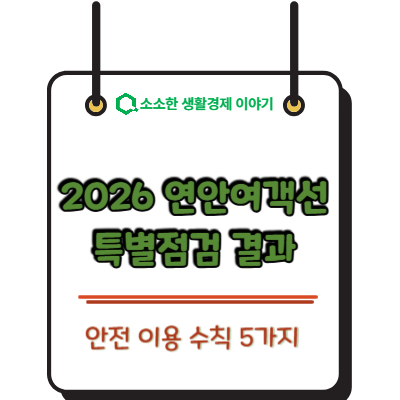 2026 연안여객선 특별점검 결과와 안전 이용 수칙 5가지