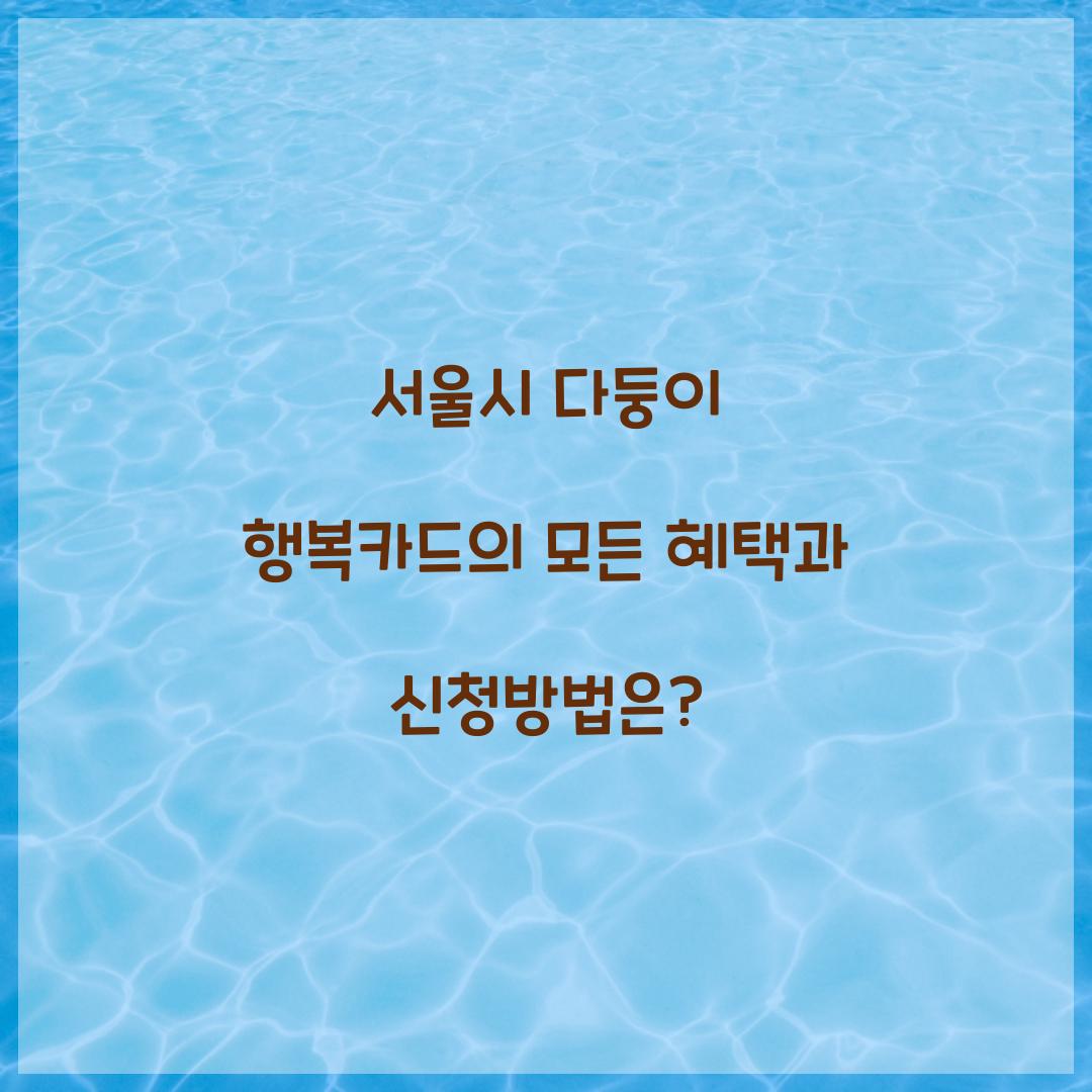 서울시 다둥이 행복카드