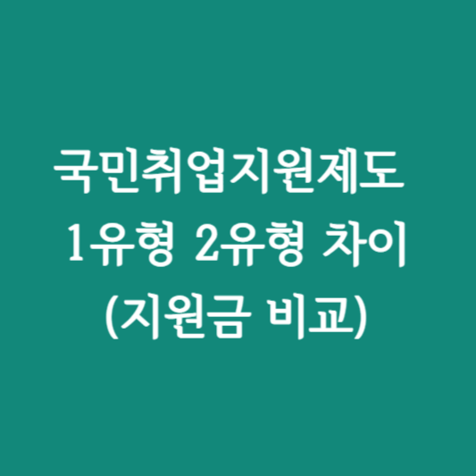 국민취업지원제도 1유형 2유형 차이(지원금 비교)