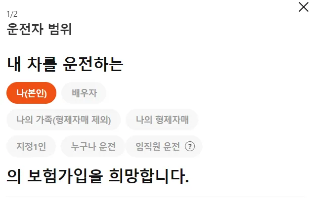 캐롯 운전자 범위 설정 상세