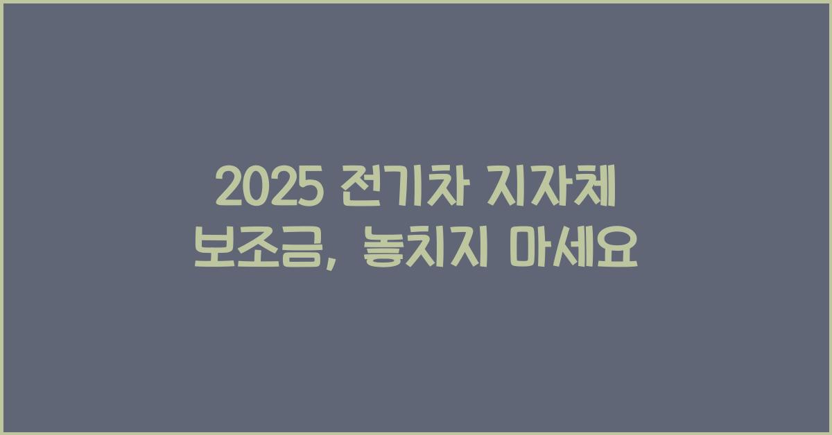 2025 전기차 지자체 보조금