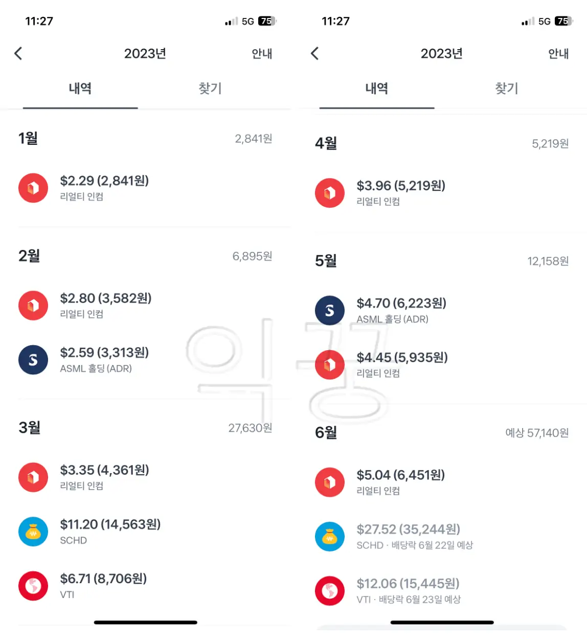 자동 주식 모으기 리얼티인컴 2023년 배당수익 사진