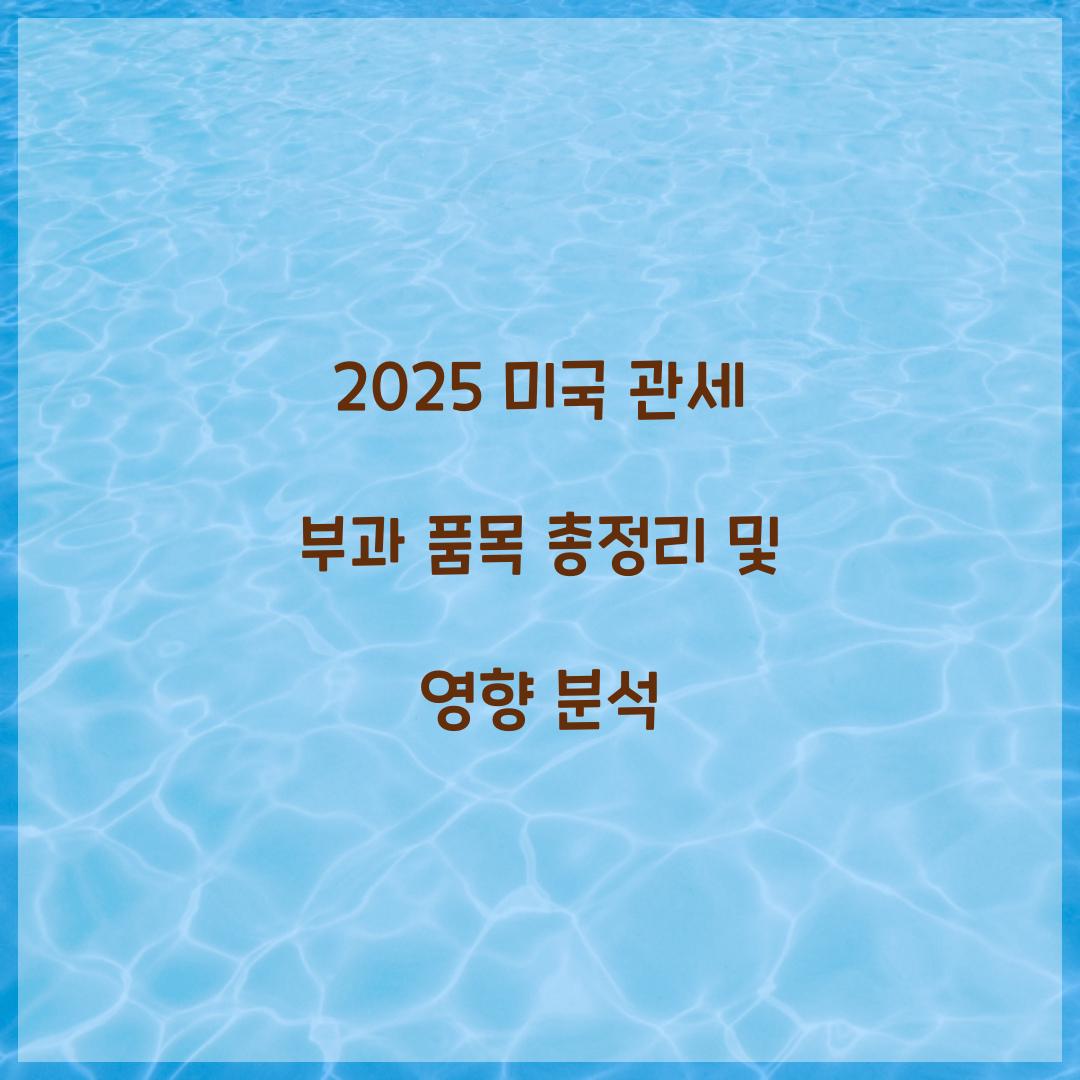 2025 미국 관세 부과 품목