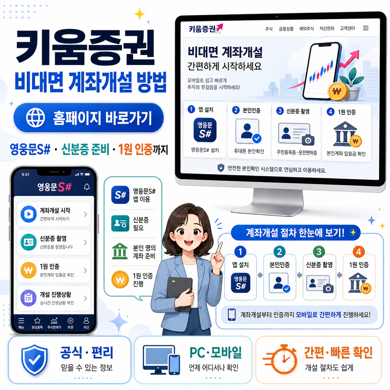 키움증권 비대면 계좌개설 방법|영웅문S# 신분증 준비·1원 인증까지