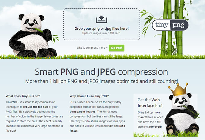 tinypng 홈페이지 초기 화면