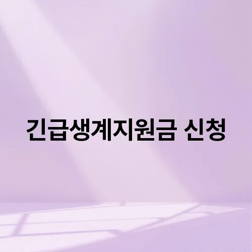 긴급생계지원금 신청
