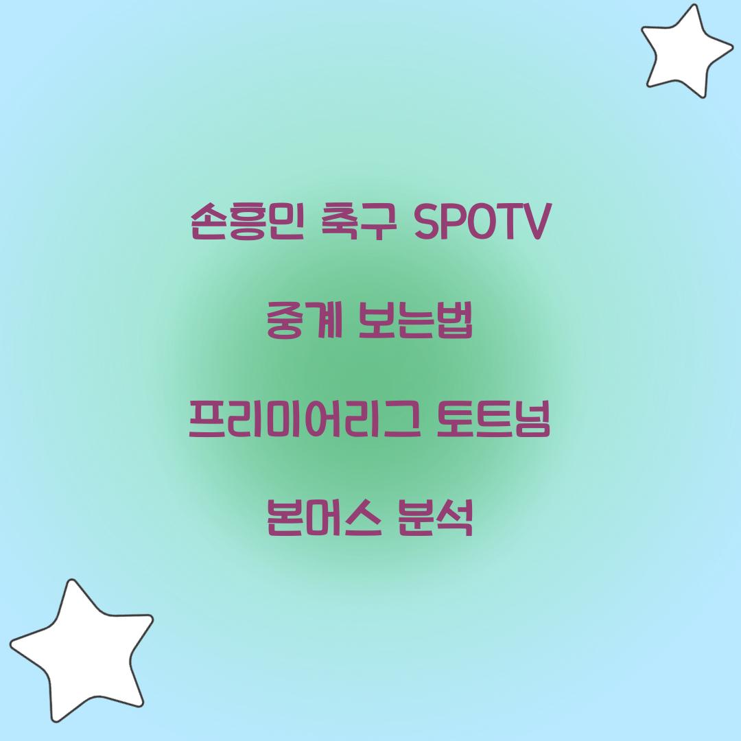 손흥민 축구 SPOTV 중계 보는법