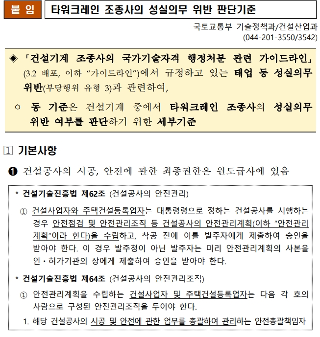 타워크레인 조종사 '과도한 작업 지연' 막는다