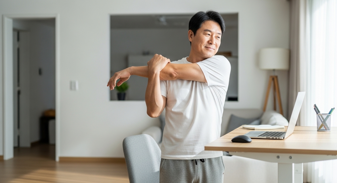 50대 한국인 남성 마이크로 브레이크 스트레칭