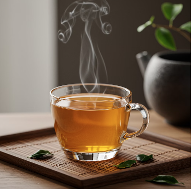 테이블 위에 놓인 향긋한 우롱차 한잔 3