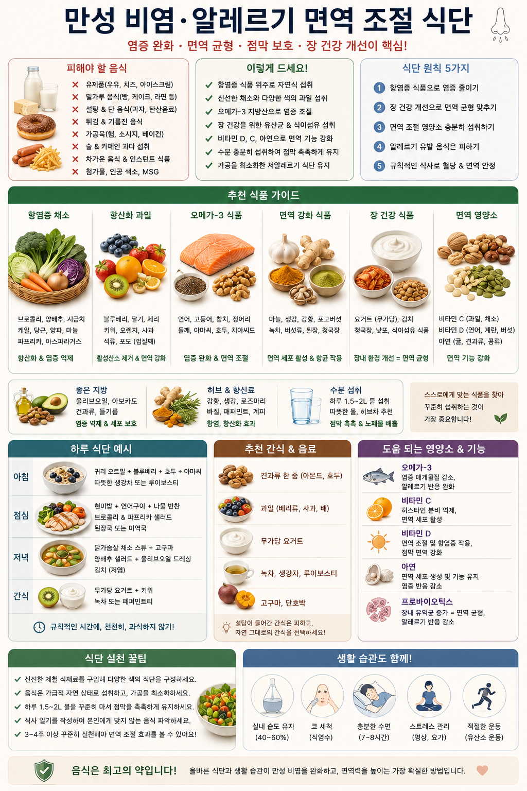 만성 비염 알레르기 면역 조절 식단