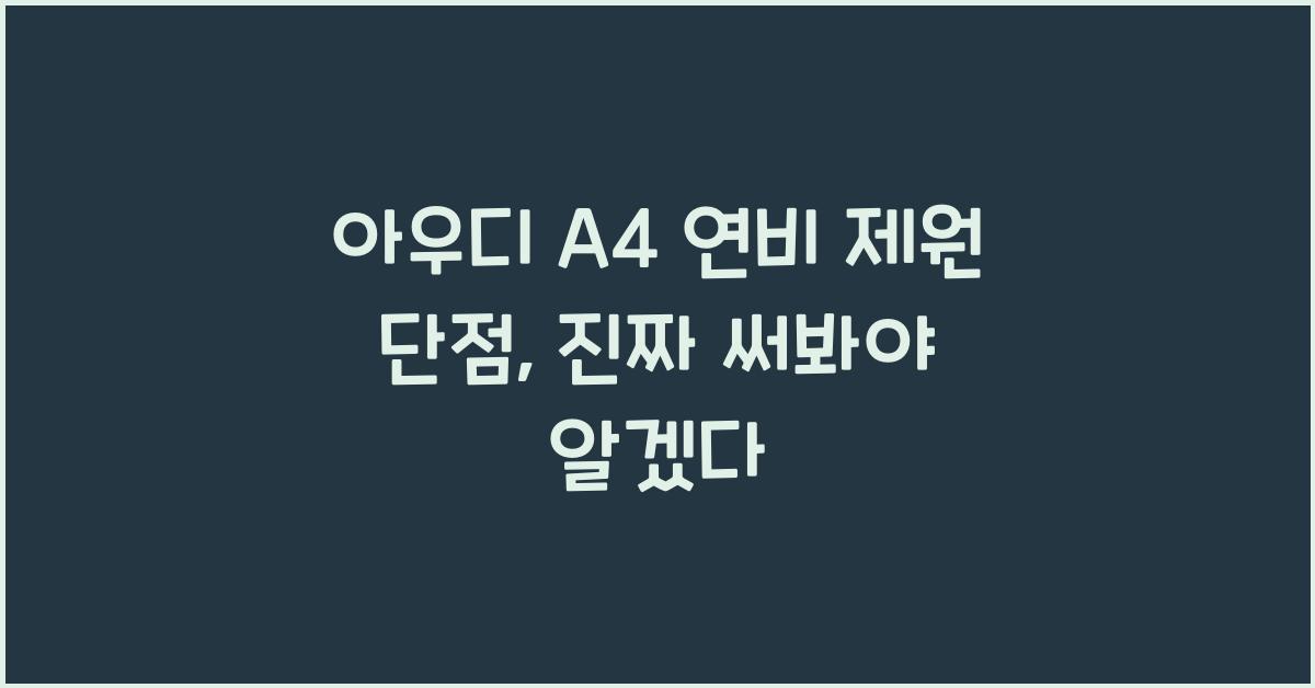 아우디 A4 연비 제원 단점