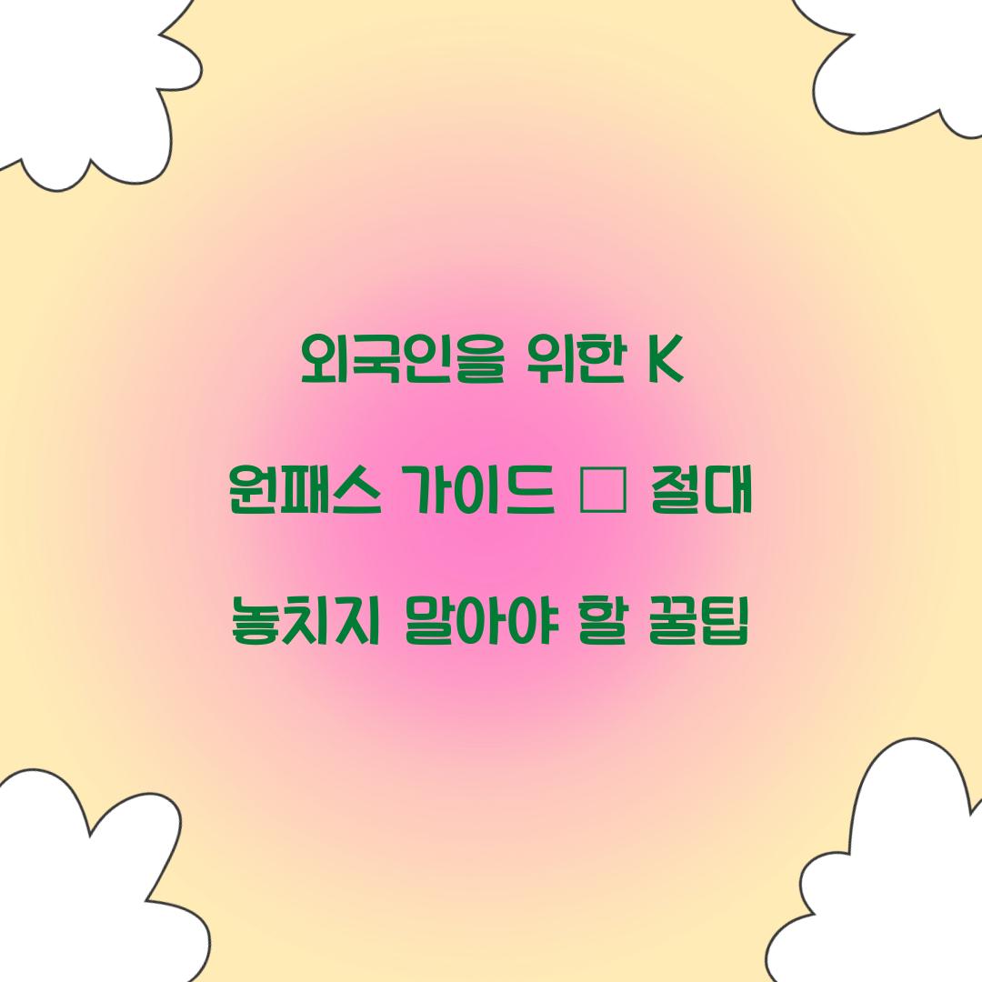 외국인을 위한 K 원패스 가이드