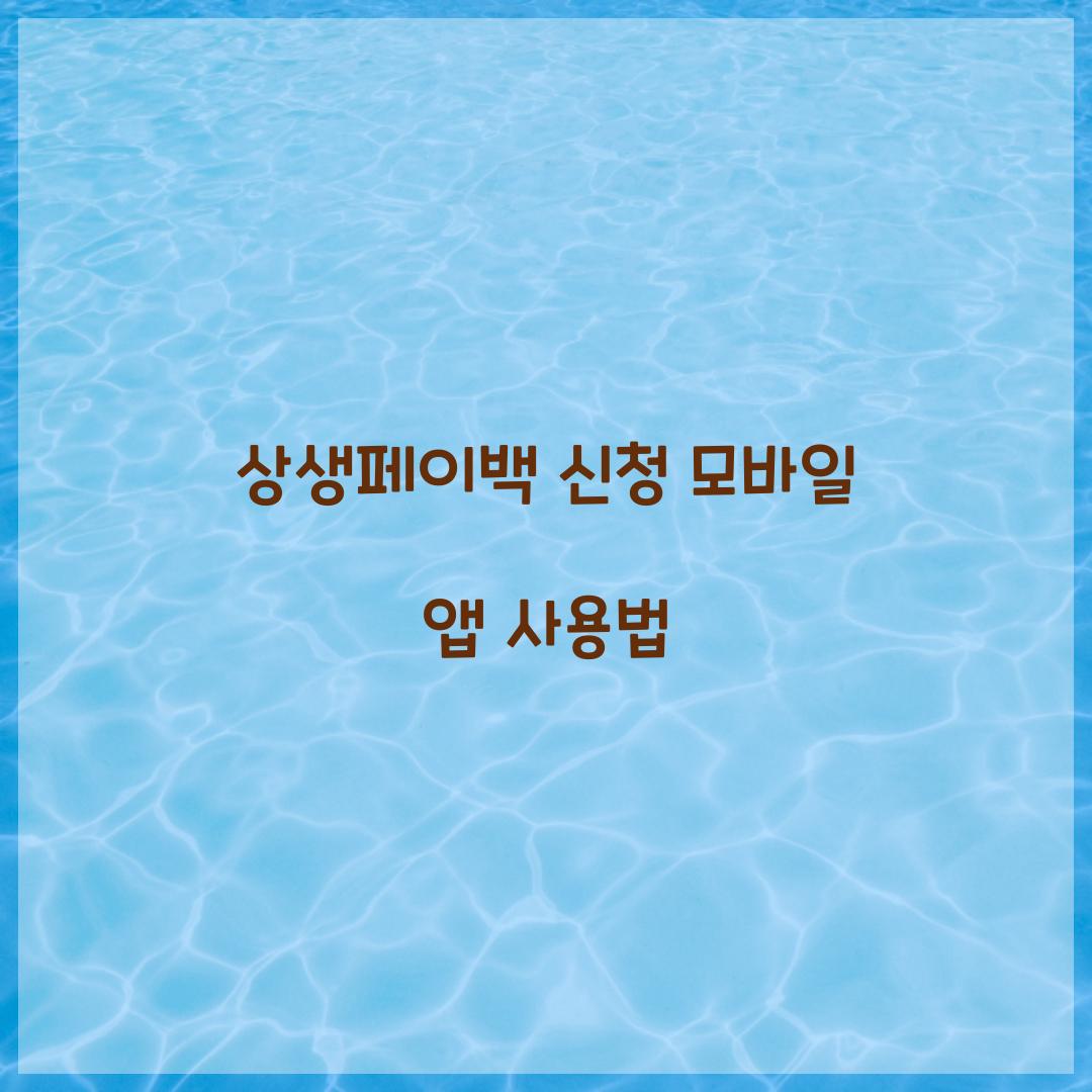 상생페이백 신청 모바일 앱 사용법