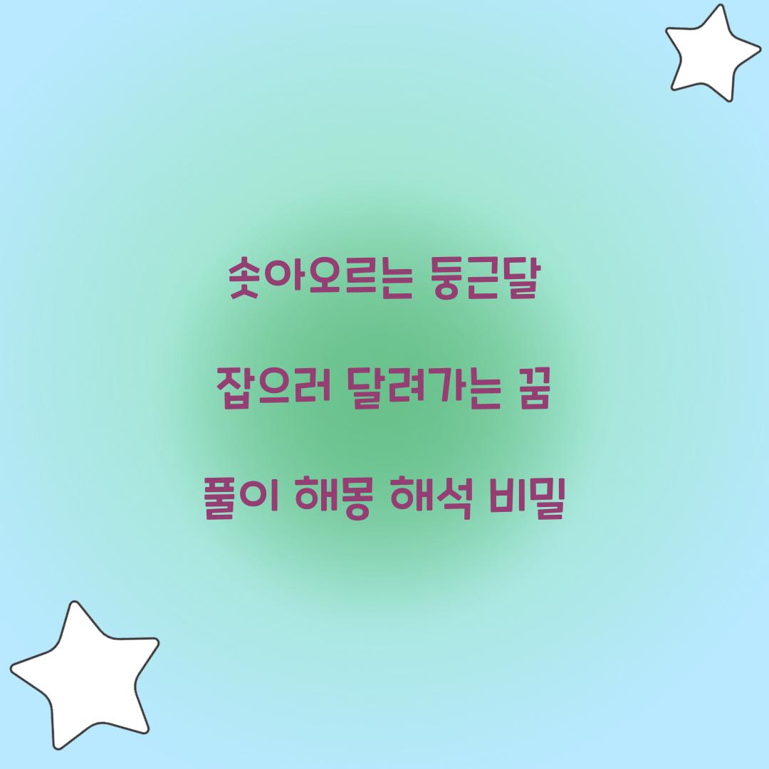 솟아오르는 둥근달을 잡으러 달려가는 꿈 풀이 해몽 해석