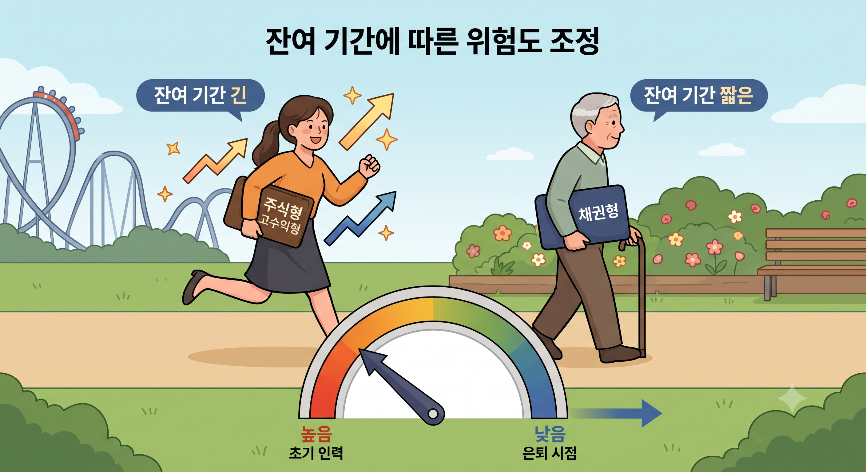 은퇴 잔여 기간에 따라 자산 배분 위험도를 조정해야 합니다