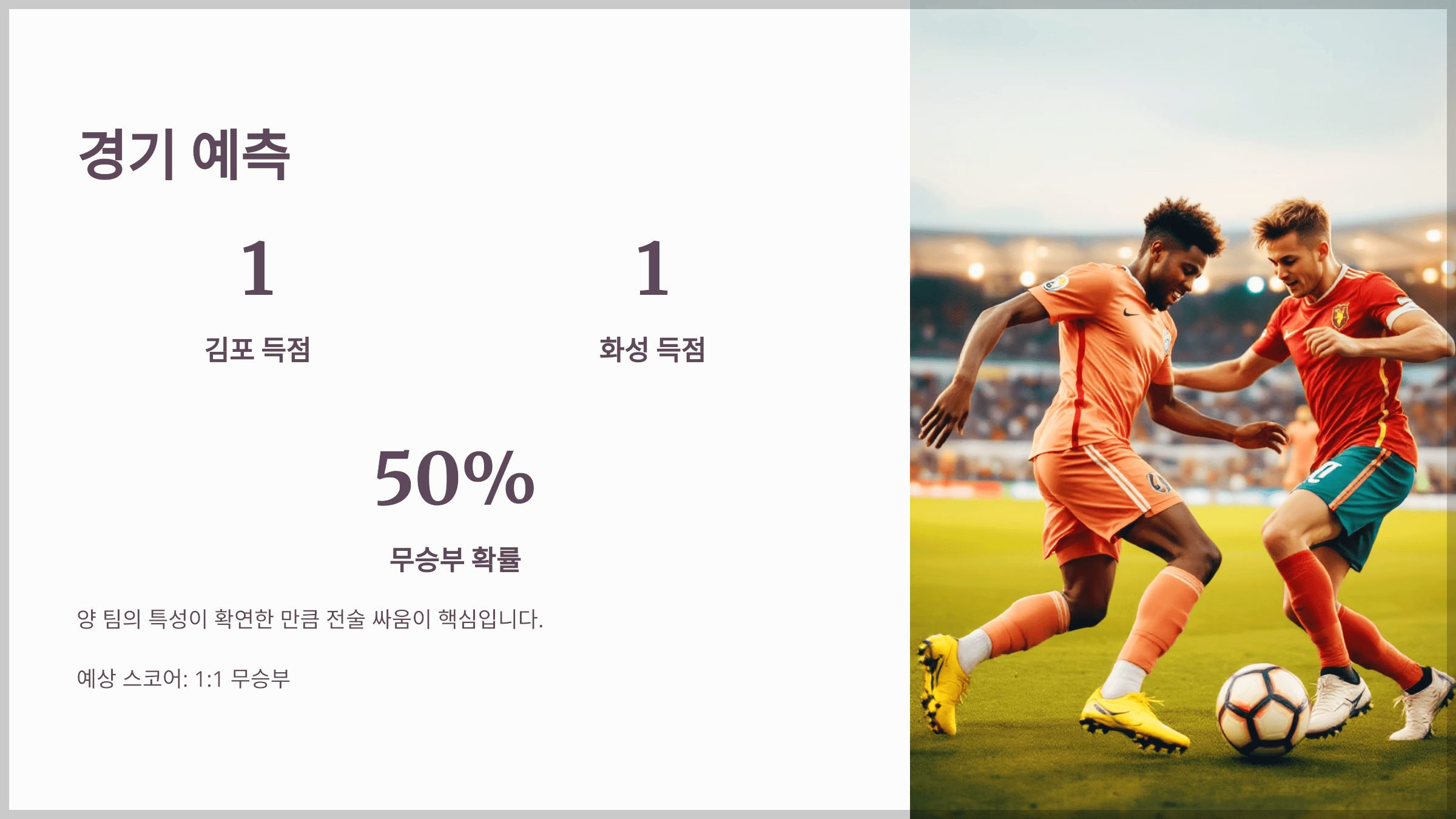 경기 예측: 무승부 가능성 높아