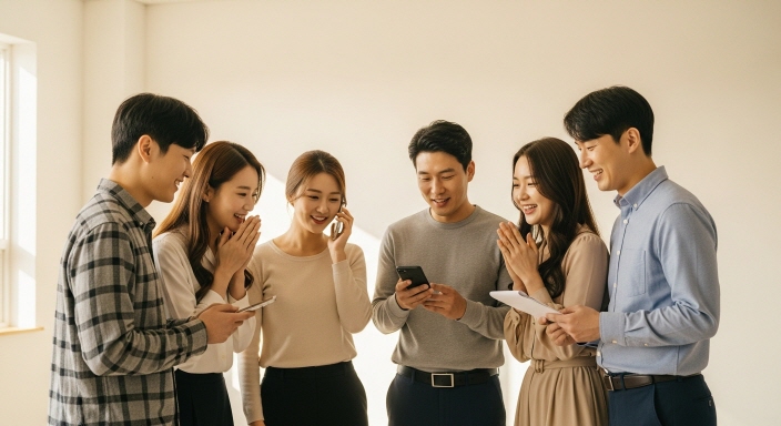 전화로 추천 진행상황을 안내받는 사람