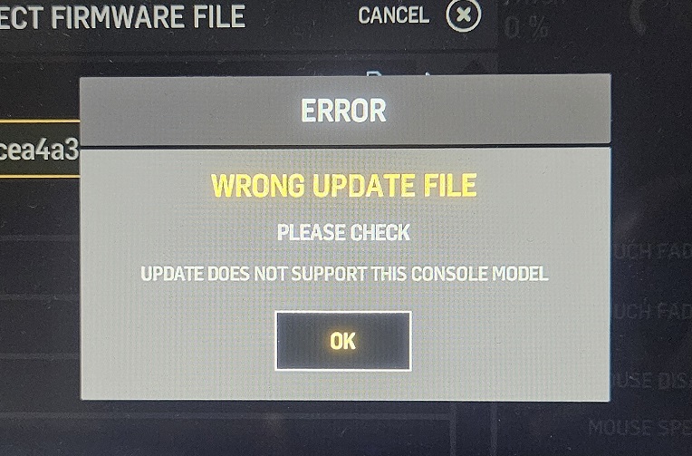셋업 메뉴에서 지원하지 않는 파일로 나올 경우