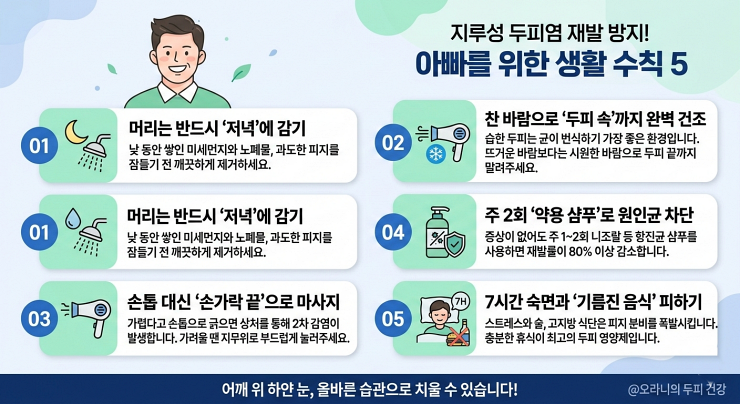 지루성 두피염 관리 및 재발 방지 5대 생활 수칙