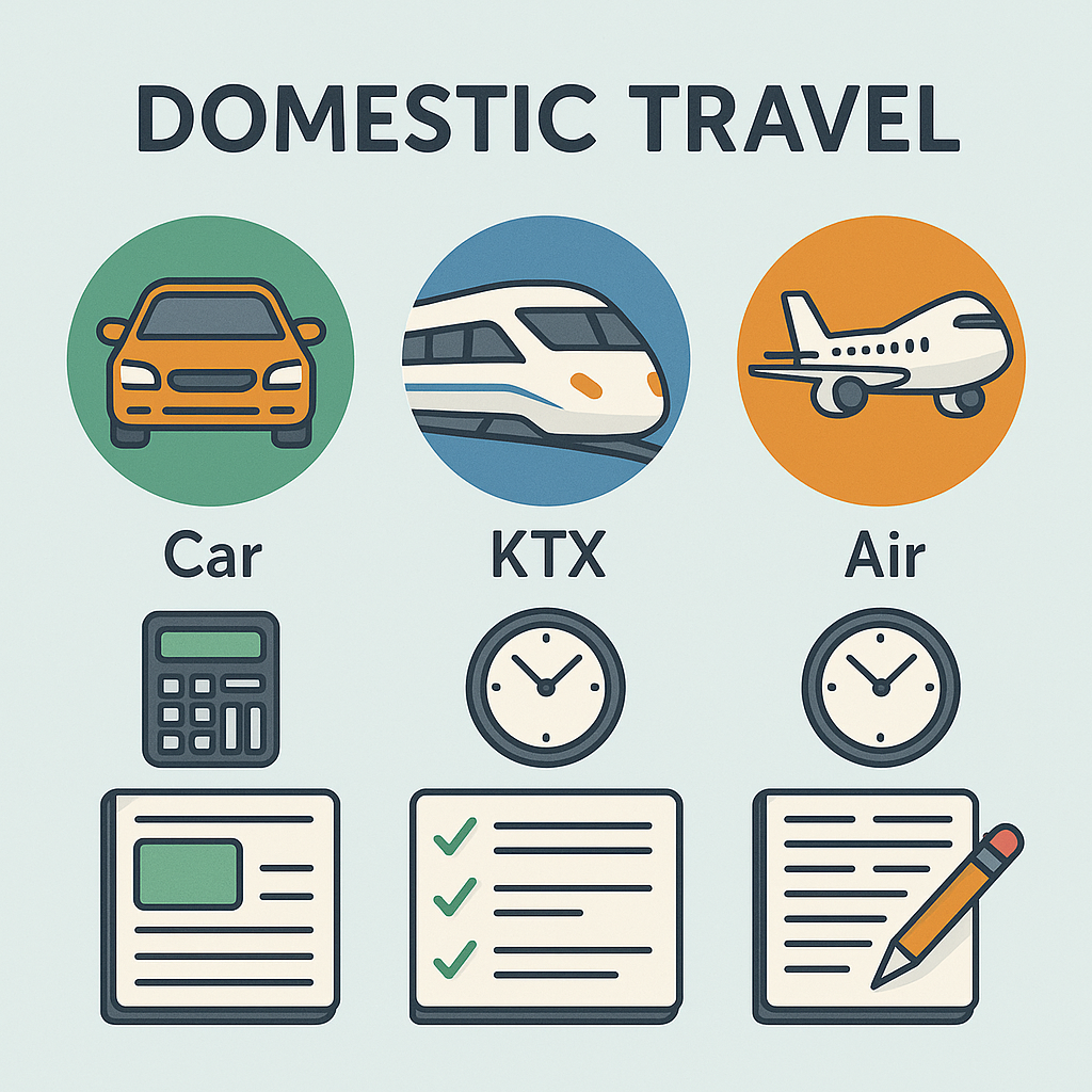 국내 여행 교통수단 선택: 자가용 vs KTX vs 항공 시간·비용 비교
