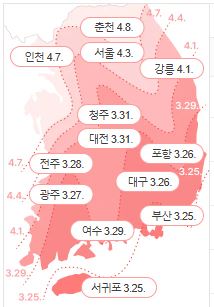 벚꽃 예상 개화시기