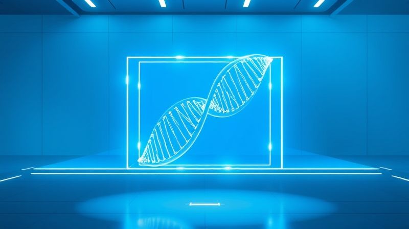 DNA 보호막과 첨단 기술을 상징하는 암 연구 일러스트
