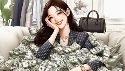 여성 돈 들고 있는 이미지