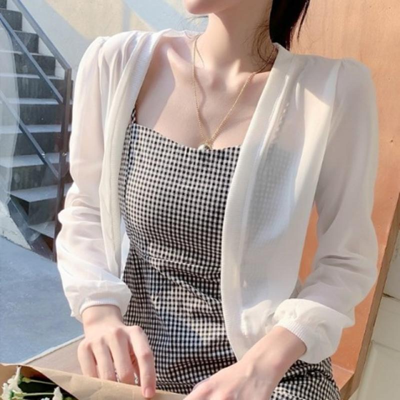 퓨어 얇고 쉬폰 여름 볼레로 가디건