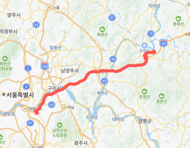 가평-서울-7001번-버스-노선-지도