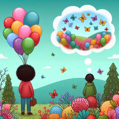 화려한 꽃들이 피어있는 정원을 바라보며 꿈꾸는 사람의 이미지입니다.